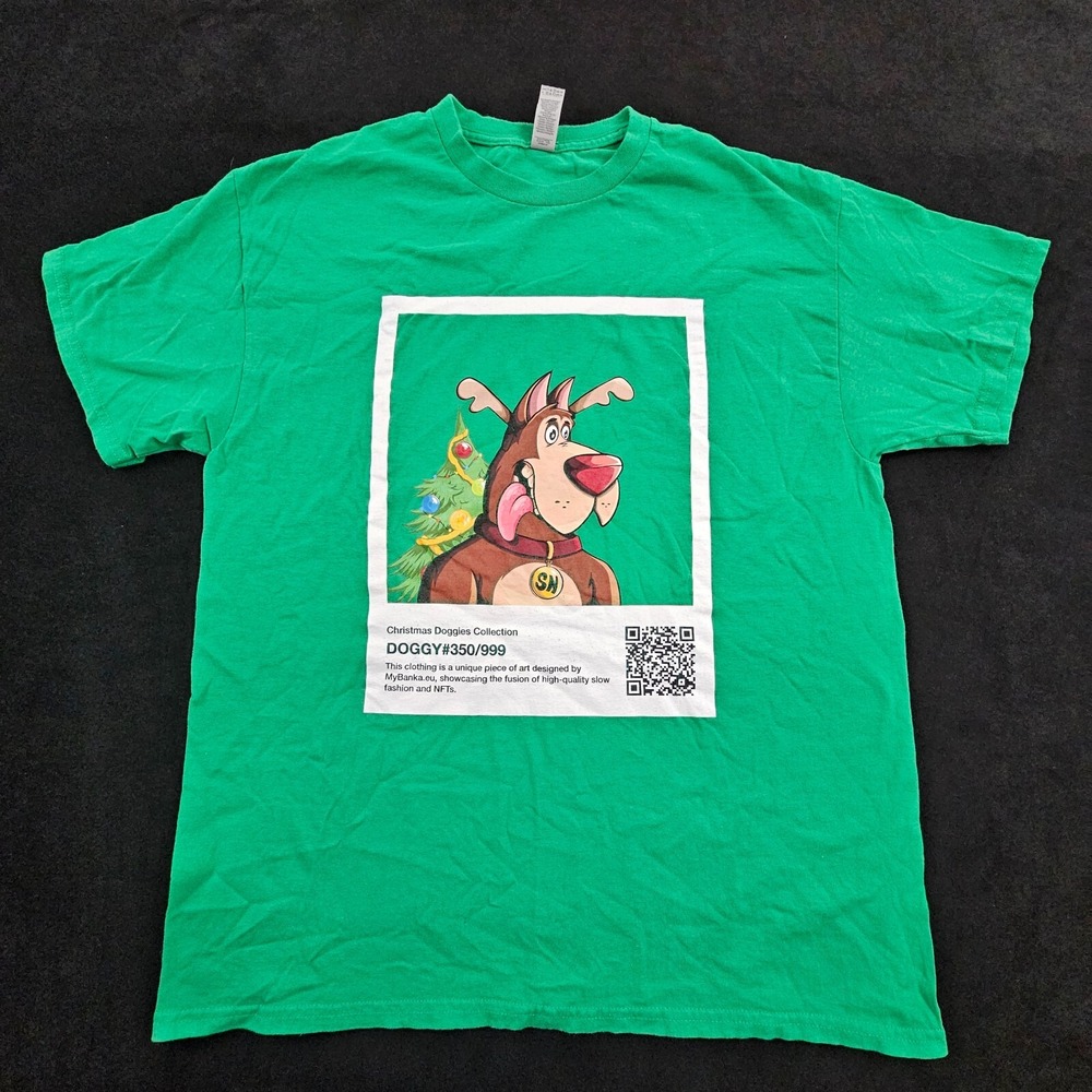 Christmas Doggies #350/999 Green Short Sleeve Cotton T-Shirt Men's L
